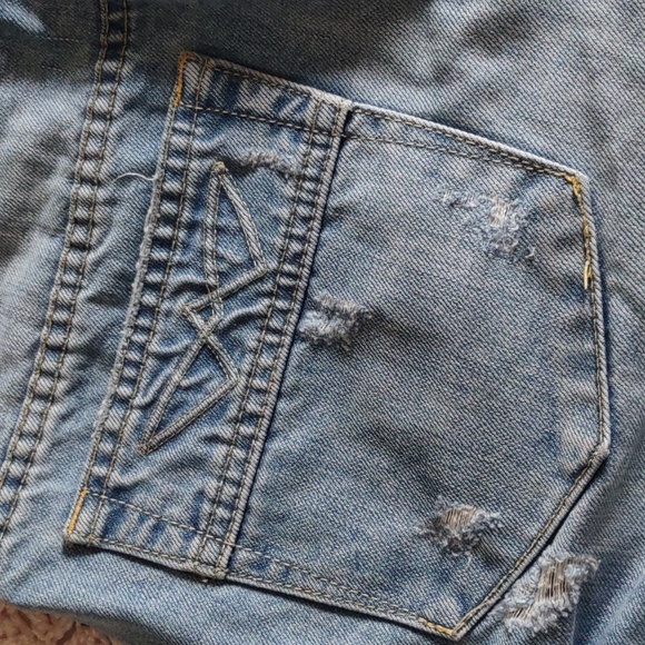 One X Oneteaspoon Size 26 Button Fly Blue Distressed Denim Shorts - Picture 6 of 16